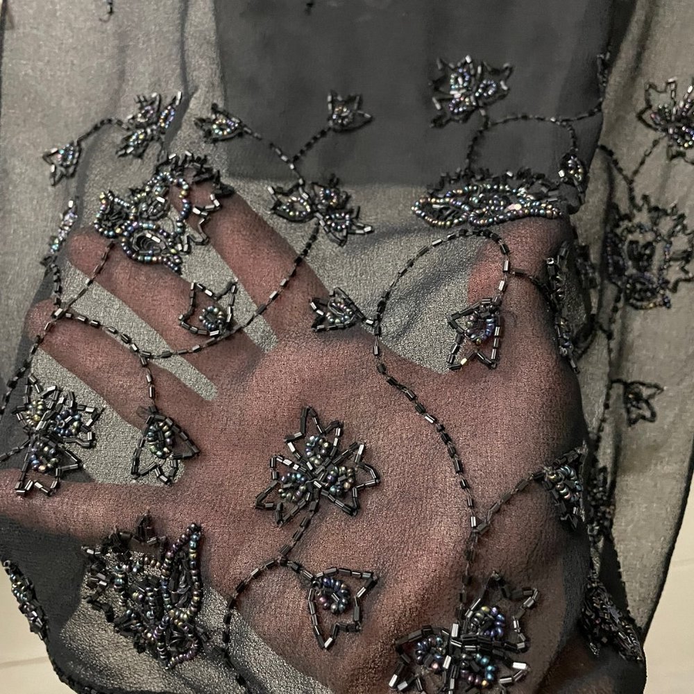 Black Beaded Scarf/Shawl